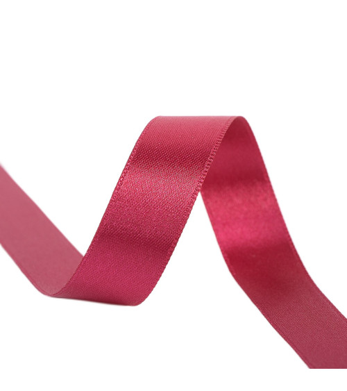 Spool of 40m double-sided satin ribbon made in France raspberry