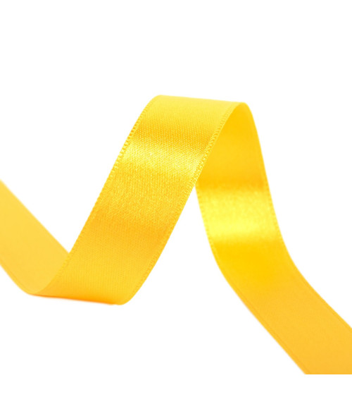 Spool of 40m double-sided satin ribbon made in France, lemon yellow