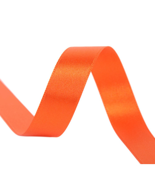 40m spool of double-sided satin ribbon made in France, orange