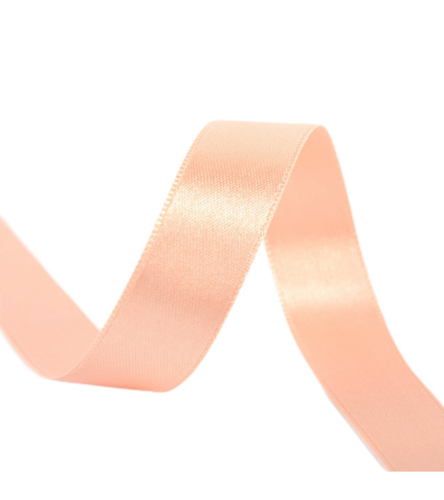 Spool of 40m double-sided satin ribbon made in France salmon