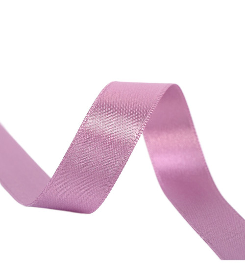 Spool of 40m double-sided satin ribbon made in France, mauve