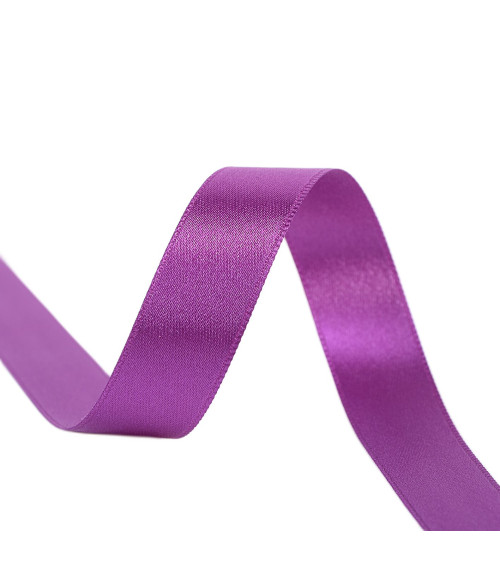 40m spool of double-sided satin ribbon made in France, purple