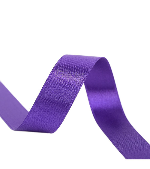 40m spool of double-sided satin ribbon made in France, purple