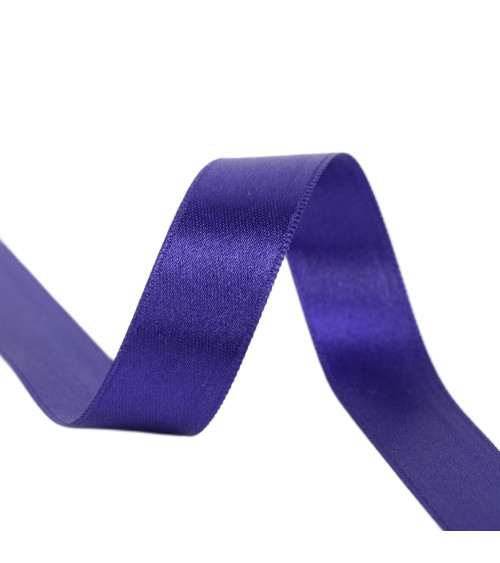 Spool of 40m double-sided satin ribbon made in France, dark purple