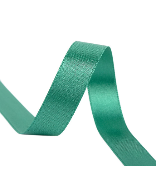 40m spool of double-sided satin ribbon made in France, prasin green