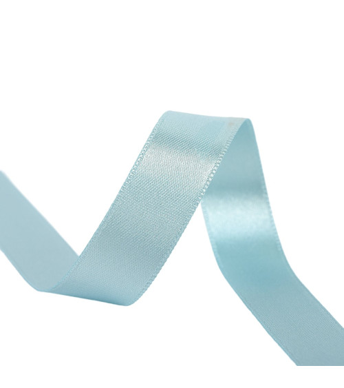 Spool of 40m double-sided satin ribbon made in France, smoke blue