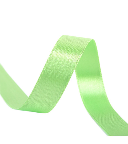 40m spool of double-sided satin ribbon made in France, water green