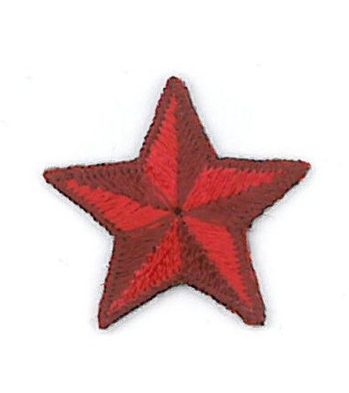 Set of 3 iron-on red star badges 2.5cm