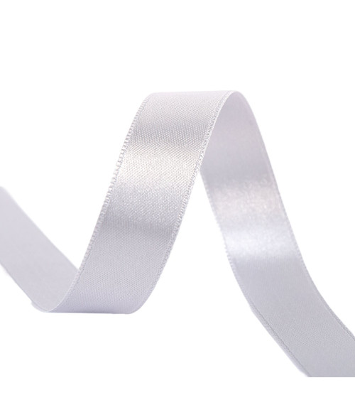 40m spool of double-sided satin ribbon made in France, grey