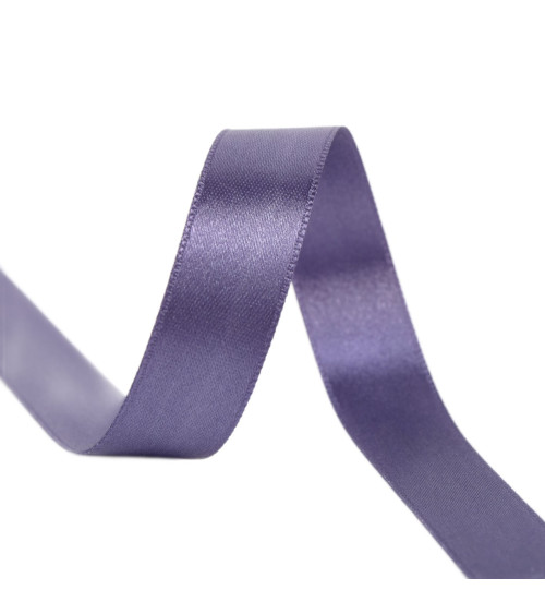 Spool of 40m double-sided satin ribbon made in France, gray-purple