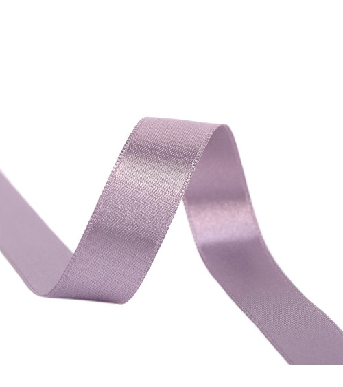 Spool of 40m double-sided satin ribbon made in France, grey pink