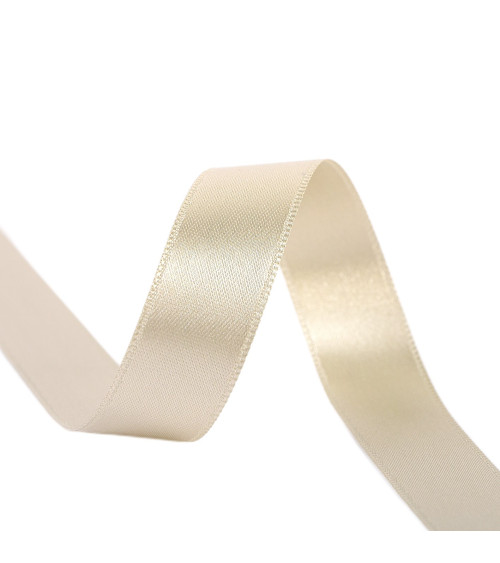 40m spool of double-sided satin ribbon made in France beige