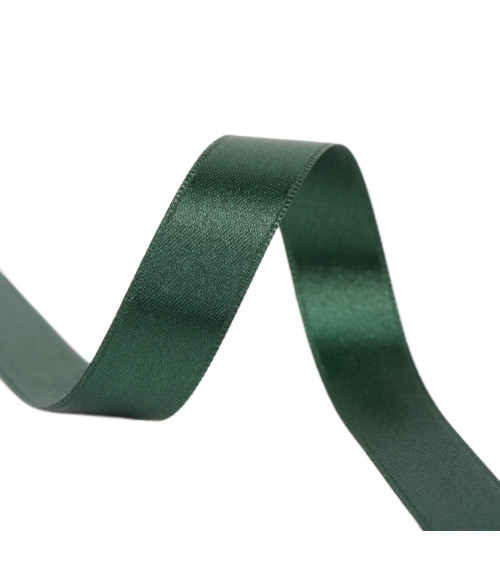 40m spool of double-sided satin ribbon made in France dark green