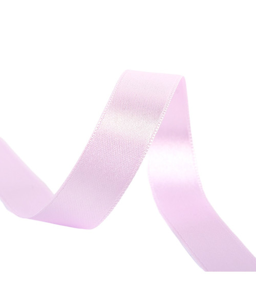 40m spool of double-sided satin ribbon made in France, pink