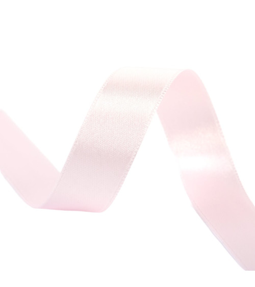 Spool of 40m double-sided satin ribbon made in France, pale pink