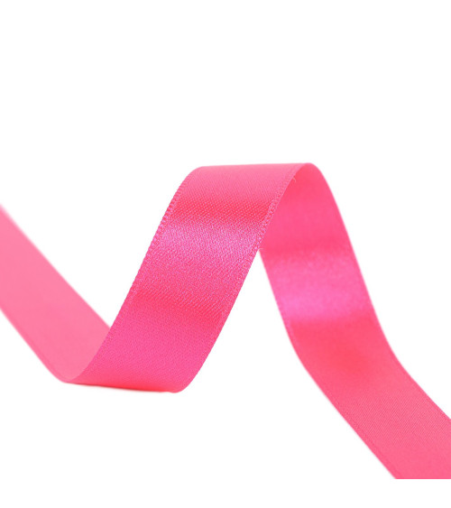 Spool of 40m double-sided satin ribbon made in France fuchsia