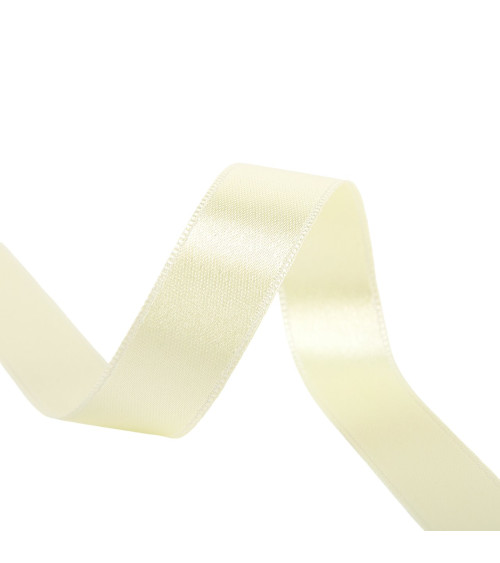 Spool of 40m double-sided satin ribbon made in France, green and yellow