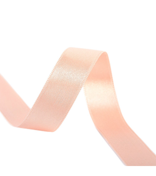 40m spool of double-sided satin ribbon made in France, pale salmon