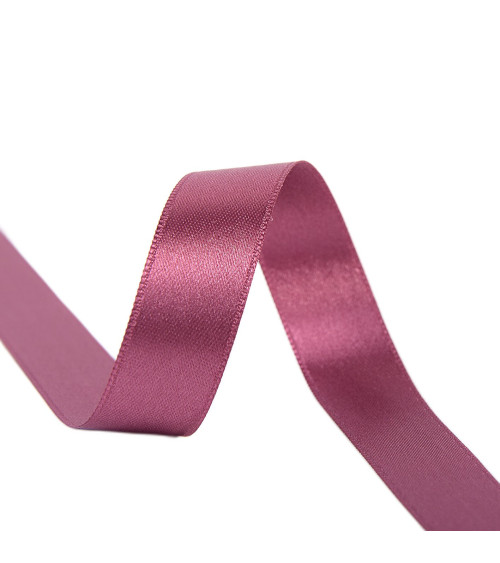 Spool of 40m double-sided satin ribbon made in France, mauve