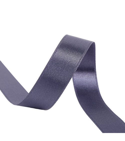 Spool of 40m double-sided satin ribbon made in France, gray-purple