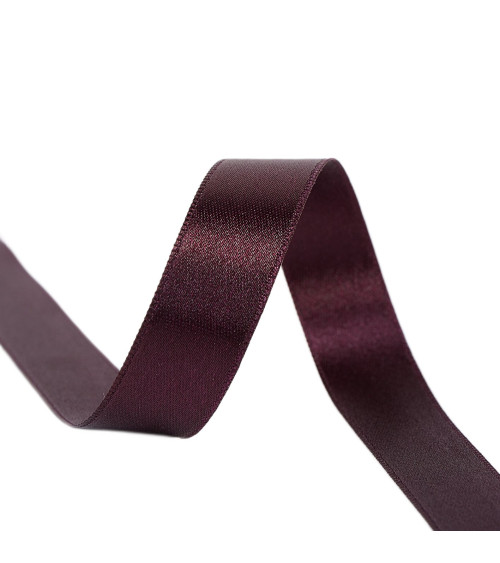 40m spool of double-sided satin ribbon made in France, purple