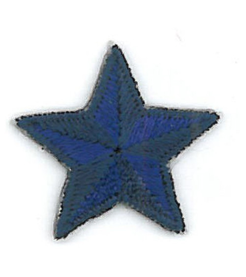 Set of 3 iron-on blue star badges 2.5cm