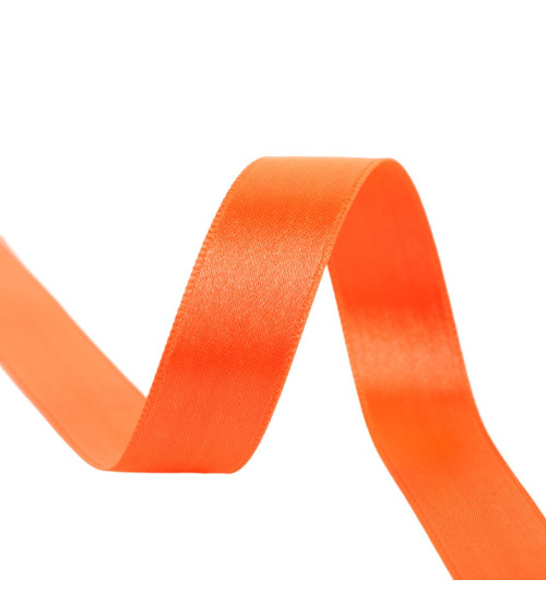 40m spool of double-sided satin ribbon made in France, orange