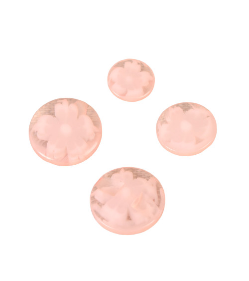 Set of 6 round baby pink flower tunnel buttons