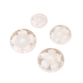 Lot de 6 boutons ronds tunnel fleur blanc