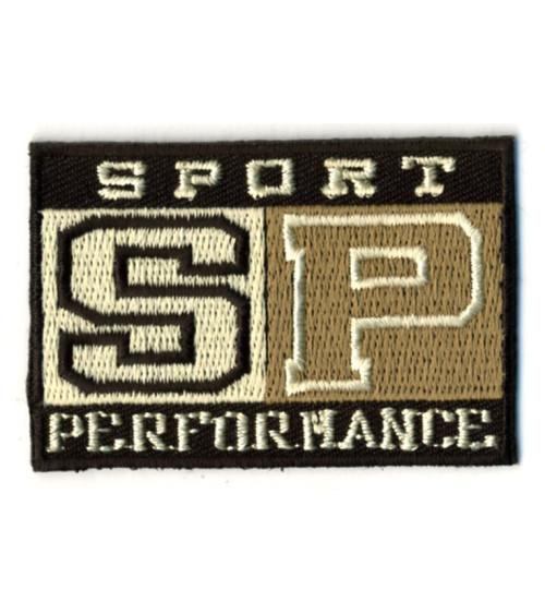 Set of 3 SP sport performance badges in white and taupe