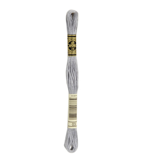 Skein 8m DMC Embroidery thread stranded 117 100% cotton light gray 03