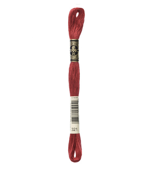 Skein 8m DMC Mouliné embroidery thread 117 100% cotton red 321