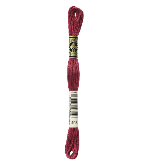 Skein 8m DMC Embroidery thread strand 117 100% cotton burgundy red 498