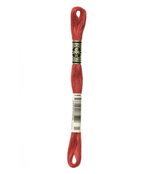 Skein 8m DMC Embroidery thread mouliné 117 100% cotton light red 666