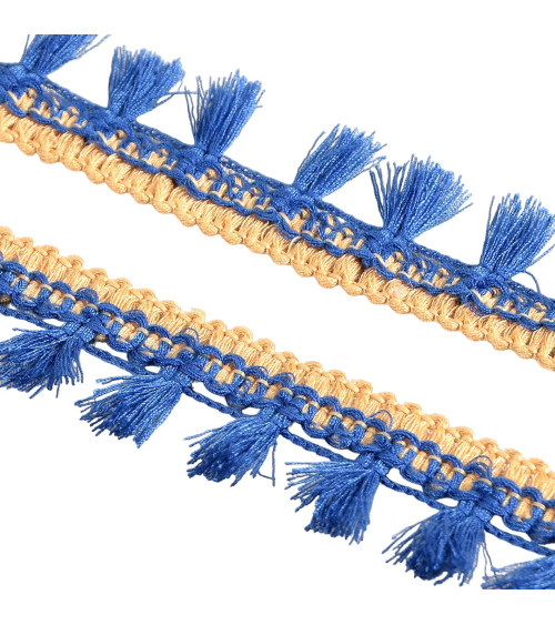 Spool 20m fringe pompoms two-tone royal blue 25mm