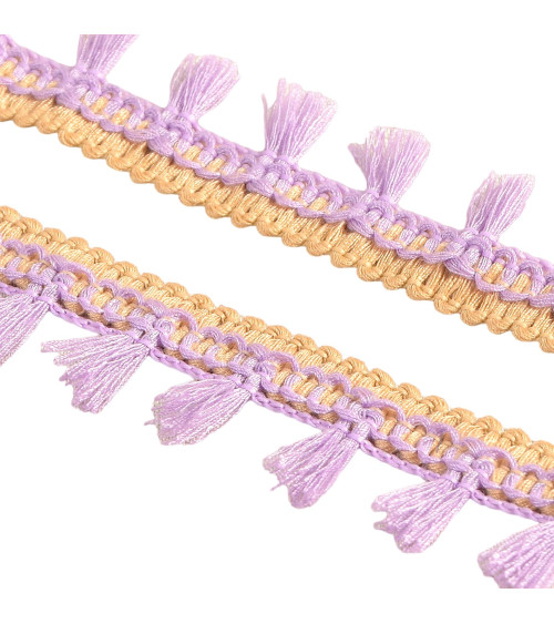 Spool 20m fringe pompoms two-tone purple parma 25mm