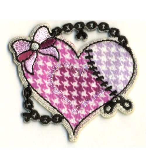 Set of 3 iron-on Heart with bow patches