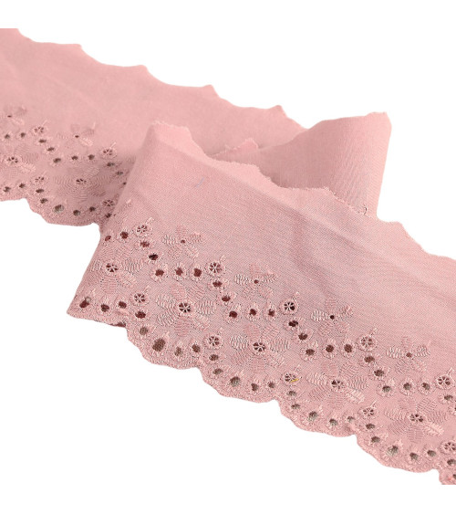 Bobbin 14.6m scalloped flower embroidery old pink 80mm