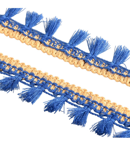 Two-tone royal blue pompom fringe 25mm per meter