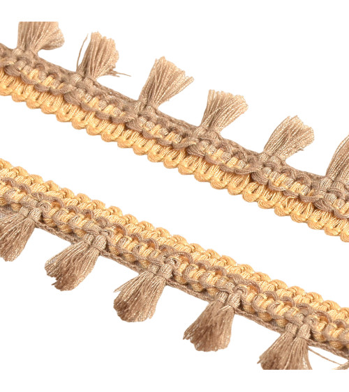 Two-tone beige pompom fringe 25mm per meter