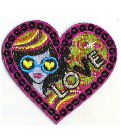 Set of 3 iron-on Heart Love badges