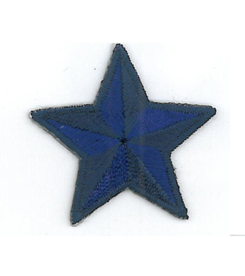 Set of 3 iron-on blue star badges 3.5cm