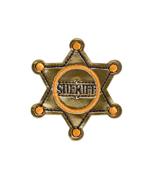 Set of 3 gold sheriff star badges 3.8cm x 3.8cm