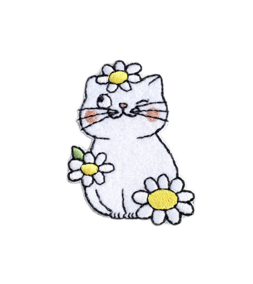 Set of 3 cute white cat badges 3.5cm x 4.5cm