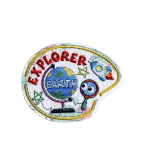 Set of 3 explorer earth school badges 5.5cm x 4.5cm