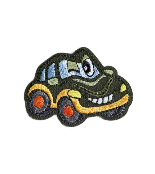 Set of 3 funny transport badges green car 5.5cm x 4cm