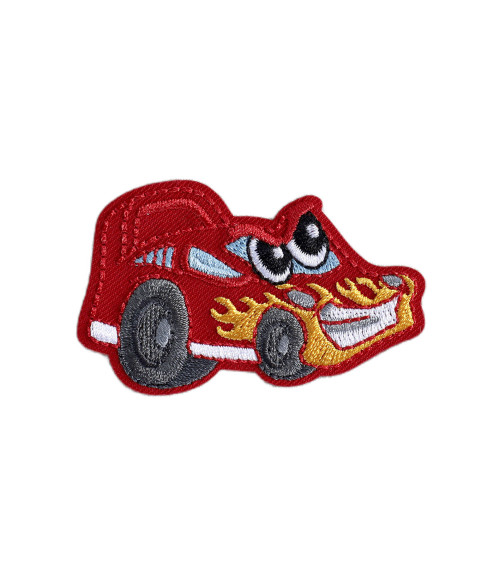 Set of 3 funny transport badges red car 6cm x 3.7cm