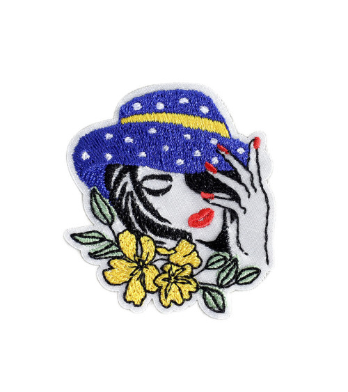 Set of 3 fashion women's badges blue hat 4.7cm x 5.2cm