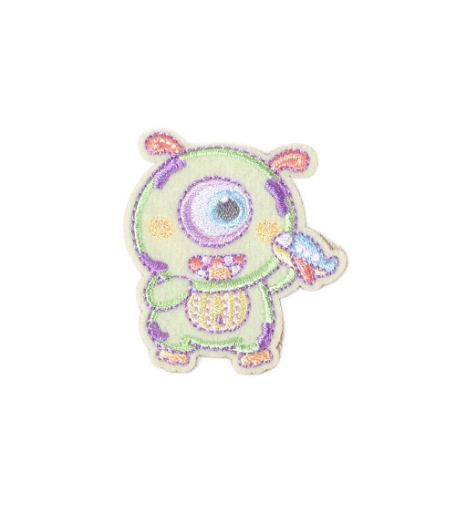 Set of 3 funny monster badges green monster 4.5cm x 5cm