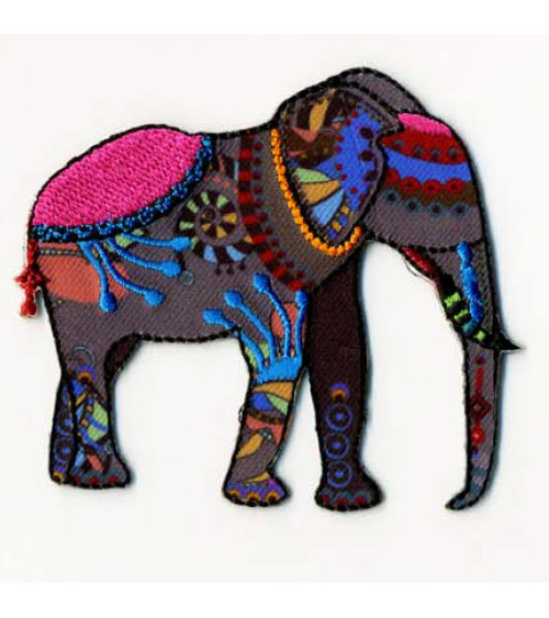 Set of 3 iron-on ornate elephant patches